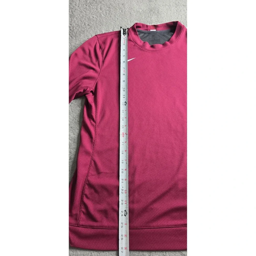 Nike Basketball Shirt Womens Large Burgundy Long Sleeve Training Mesh Jersey